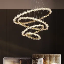 2024 Nordic Natural Smelting Crystal Ring Chandelier Modern Simple Atmosphere Compound Building Living Dining Room Chandelier