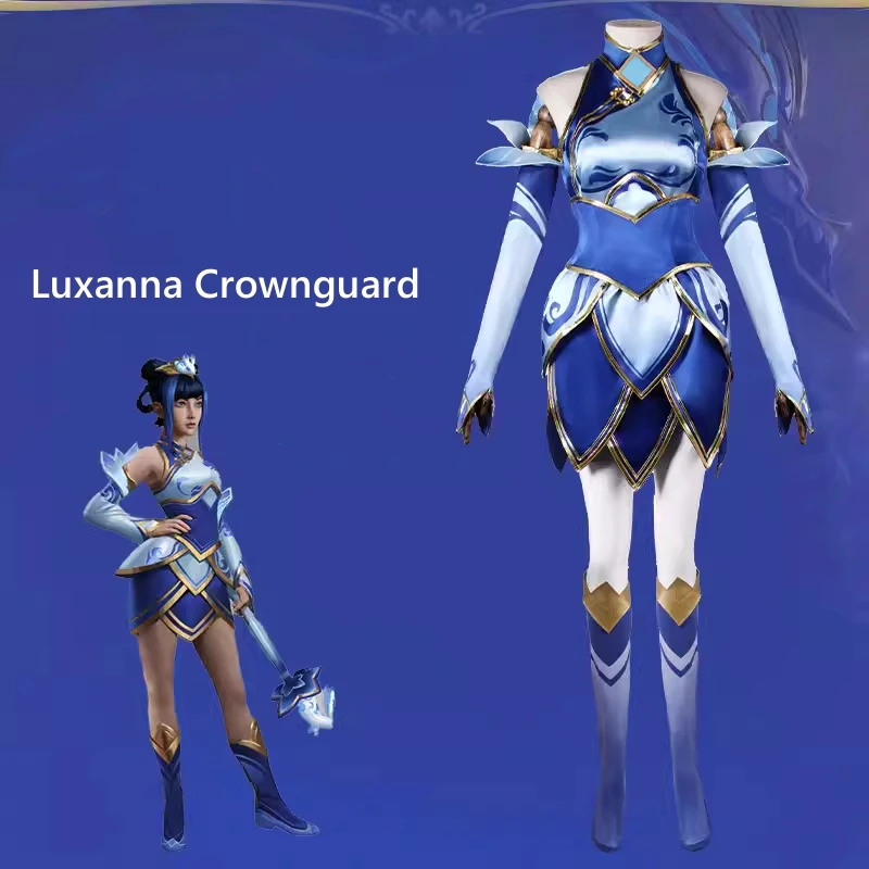 

Game LOL Luxanna Crownguard Cosplay Costume Anime Women Porcelain Skin Top Skirt Role Play Clothing Halloween Party Suit