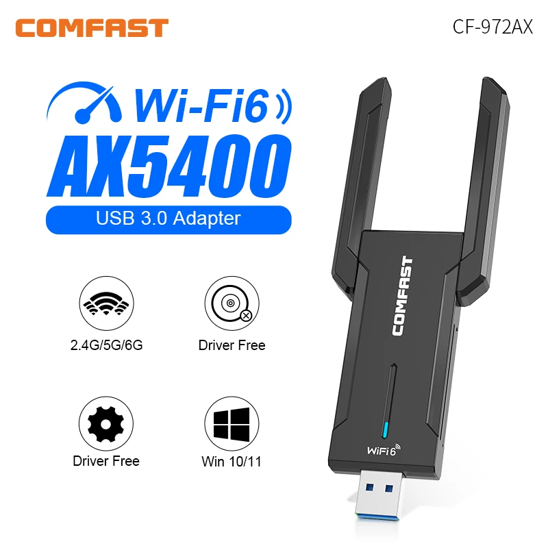 AX1800 AX5400 Adaptador Wifi6 Usb 3.0 Adapter 5Ghz/2G/6G Antena Wi fi 6 Para PC 802.11AX Ethernet Network Card Cle Dongle Receiv