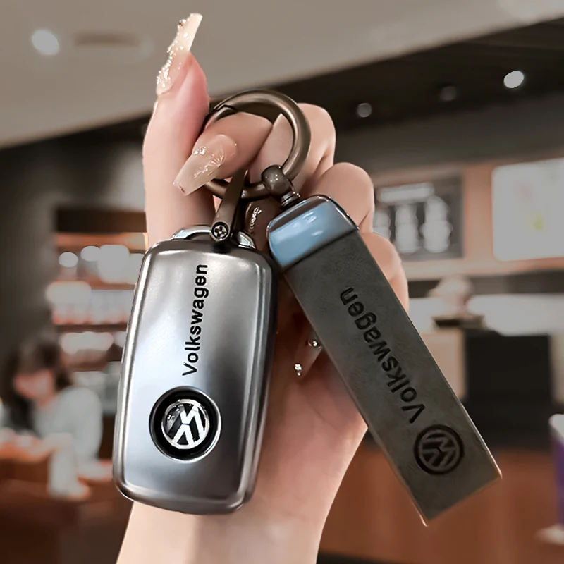 Car Key Case Cover Key Holder with Keychain for VW Volkswagen Jetta Beetle Tiguan Soft TPU Full Covers Protector Golf Passat GTI