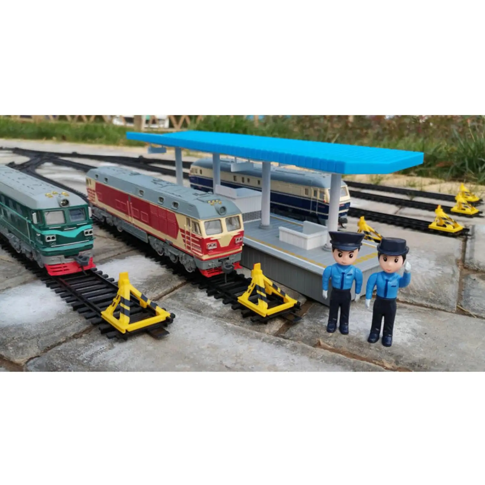 Miniature Train Track Kit 34 Pcs ABS Plastic Straight Curved Turnout Rails for HO Scale Railway City Architecture