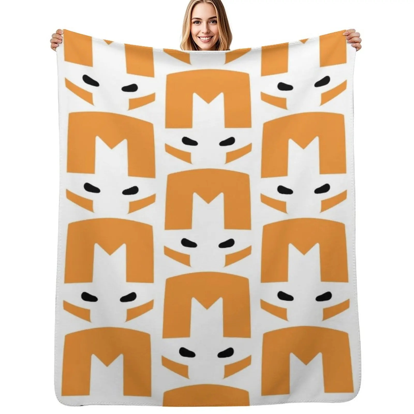 Castle Crashers Minimal Orange Knight Throw Blanket Machine Washable Soft Warm Blanket