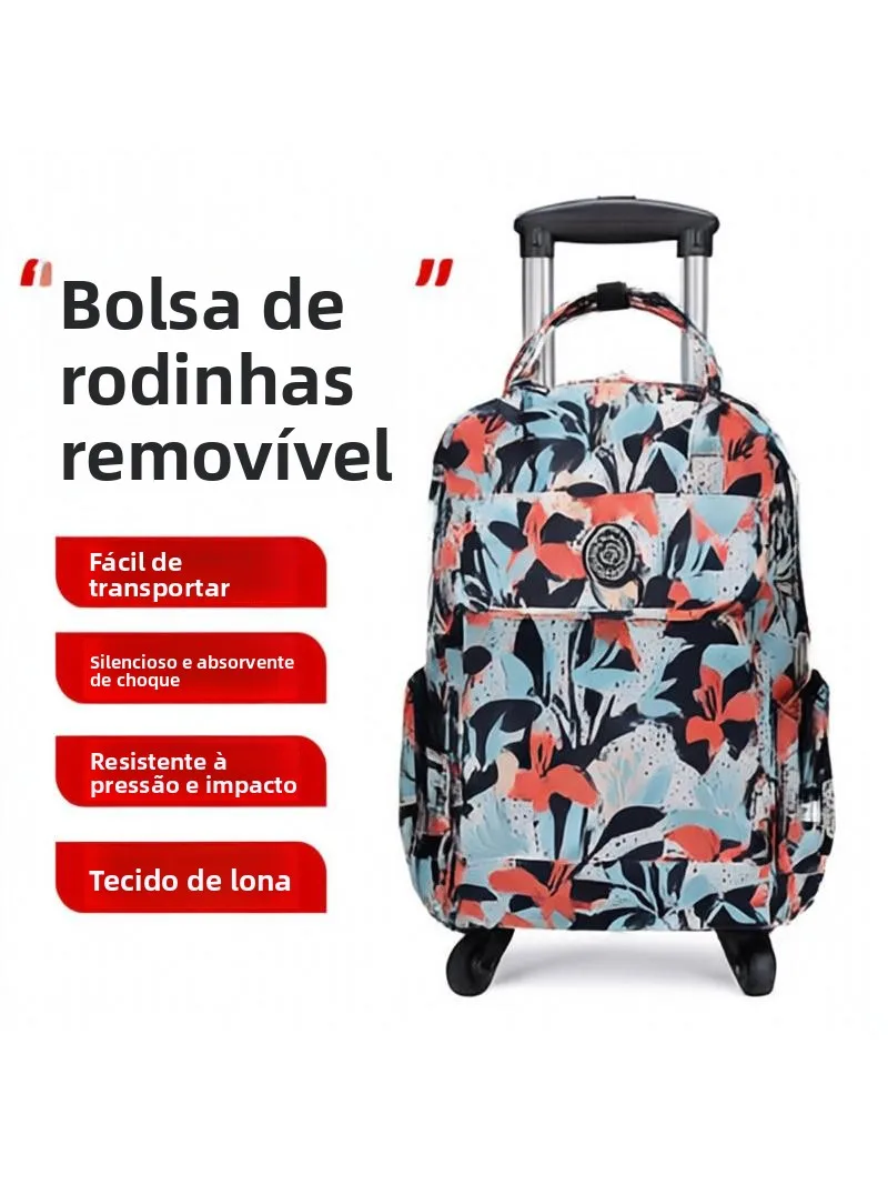 16-inch-lightweight-foldable-travel-bag-women's-backpack-handheld-luggage-floral-print-easy-to-carry-suitcase-for-travel