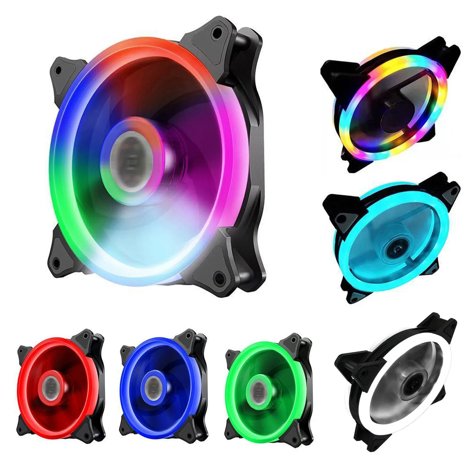 

120mm Silent Aperture Fan Multicolor Fan with Dual Aperture Desktop PC Case Cooler Fan Silent -Fan LED RGB Light