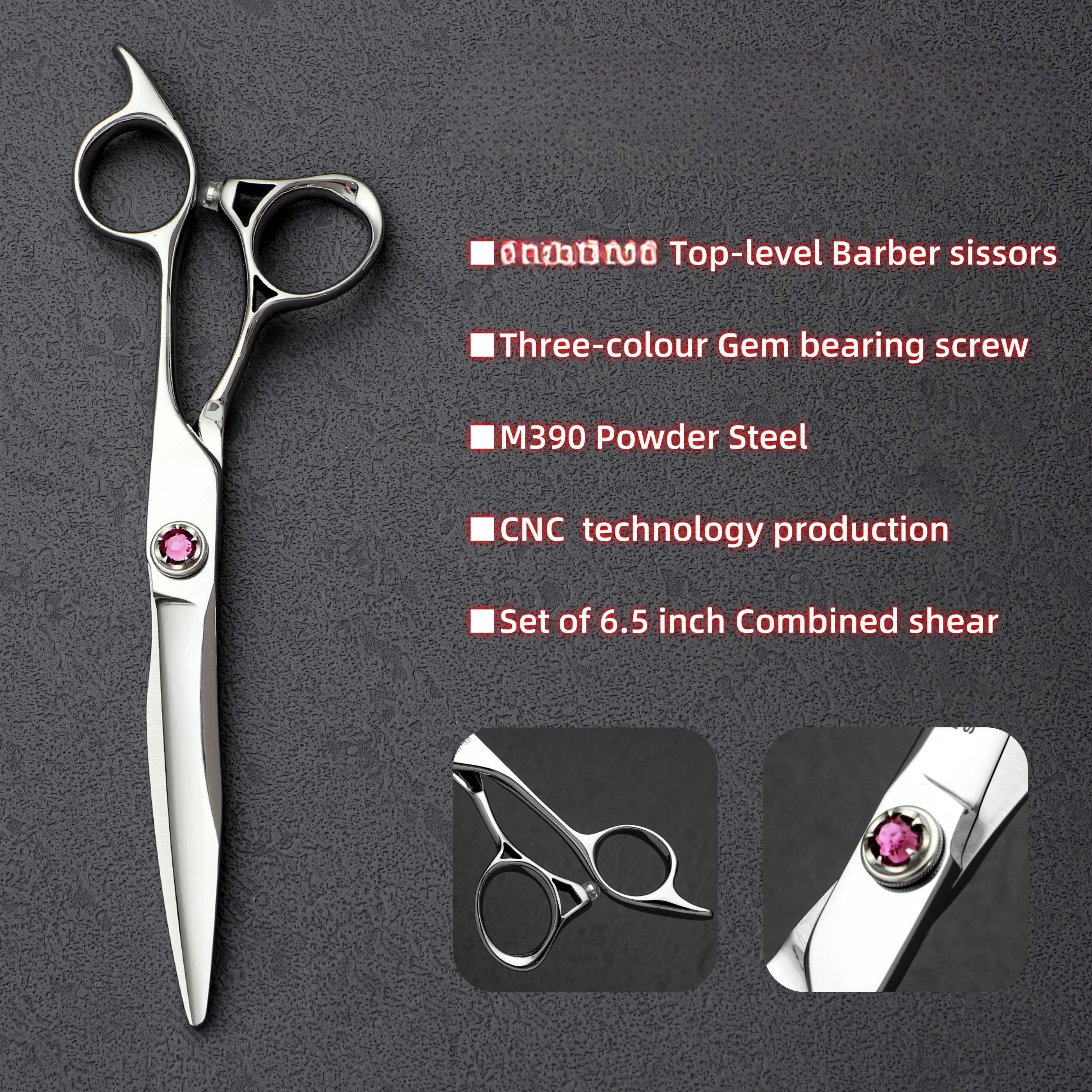 

Professional hairdressing scissors，Top-level Barbershop accessories，M390 Powder-steel for 6.5 inch Hair cutting machine