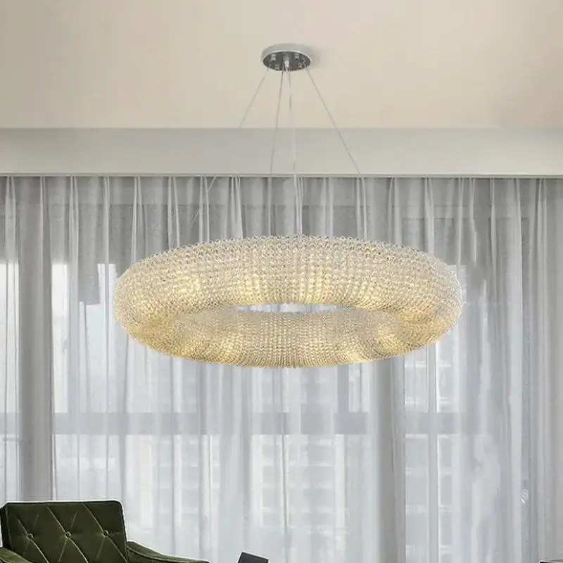 

American Style Luxury Led E14 Pendant Lights Living Room Lustre Pendant Lamp K9 Crystal Suspend Lamp Decor Indoor Light Fixtures