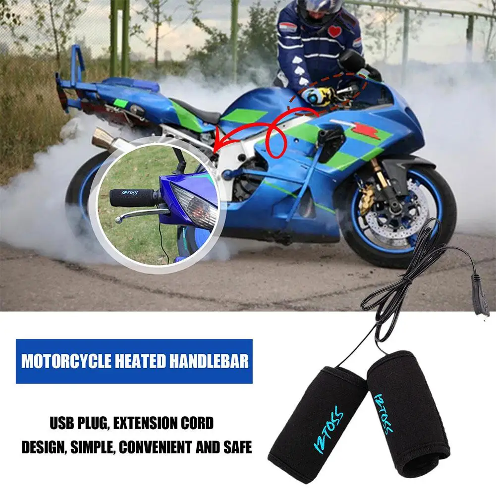 Sarung stang sepeda motor G1V5, aksesori motor sakelar suhu hangat Sarung kontrol pemanas USB Musim Dingin