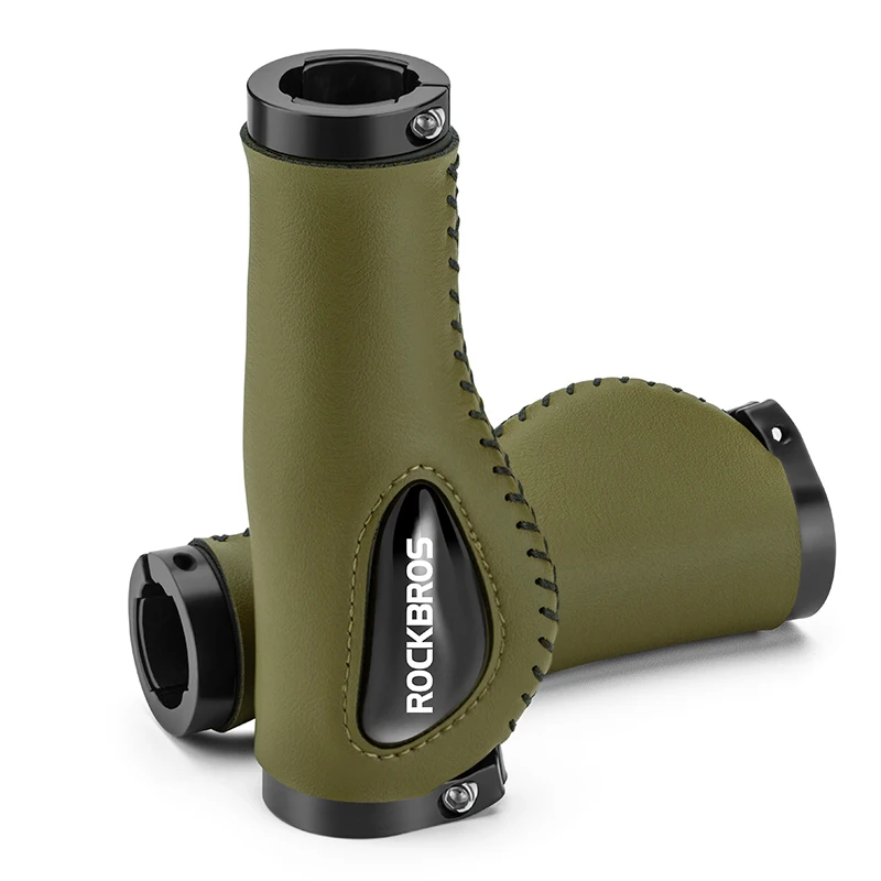 ROCKBROS Fahrradgriffe, stoßfest, weiches flüssiges Silikon, Fahrradlenkergriffe, beidseitig verriegelt, PU-Leder, MTB, Rennradgriffe