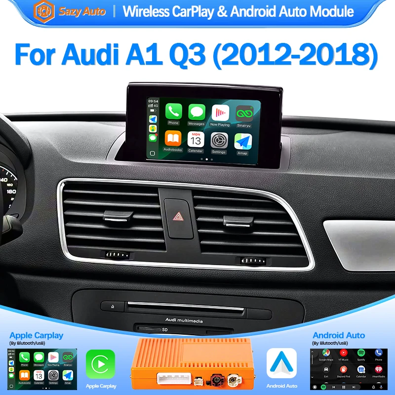 Sinairyu Wireless CarPlay Android Auto For Audi A1 Q3 2012-2018 MMI 2G/3G HN+ RMC With AirPlay Mirror Link Function