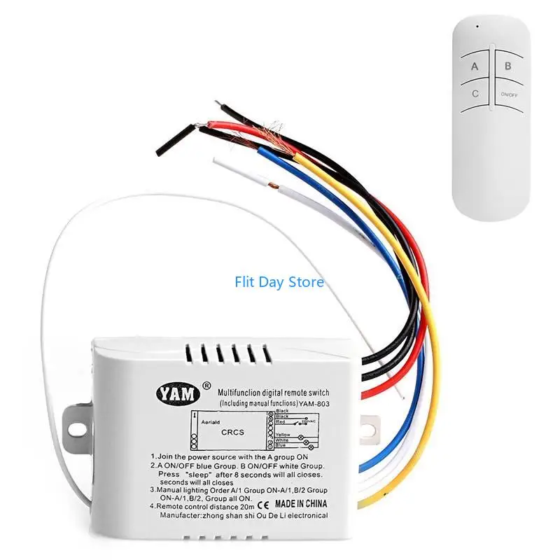 F92C 220V 3-way Wireless Panel Switch for Smart Light Receiver Remote Light Switch for Led Ceiling Lights Lamps Fluorescent L
