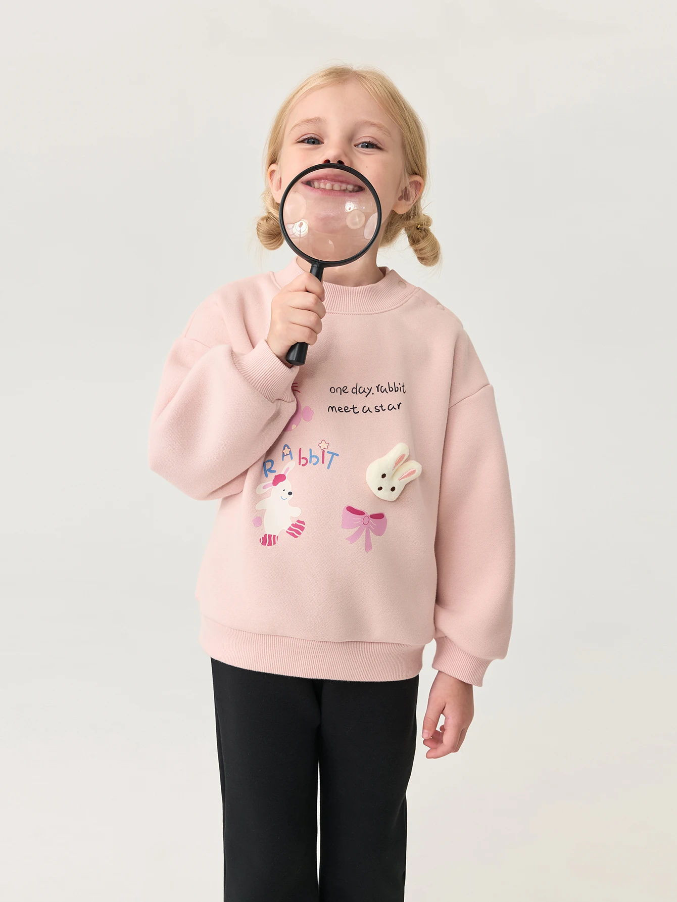 

MARC & JANIE Toddler Girl Three-Dimensional Rabbit Graphic Fleece Mock Neck Sweatshirt 551189
