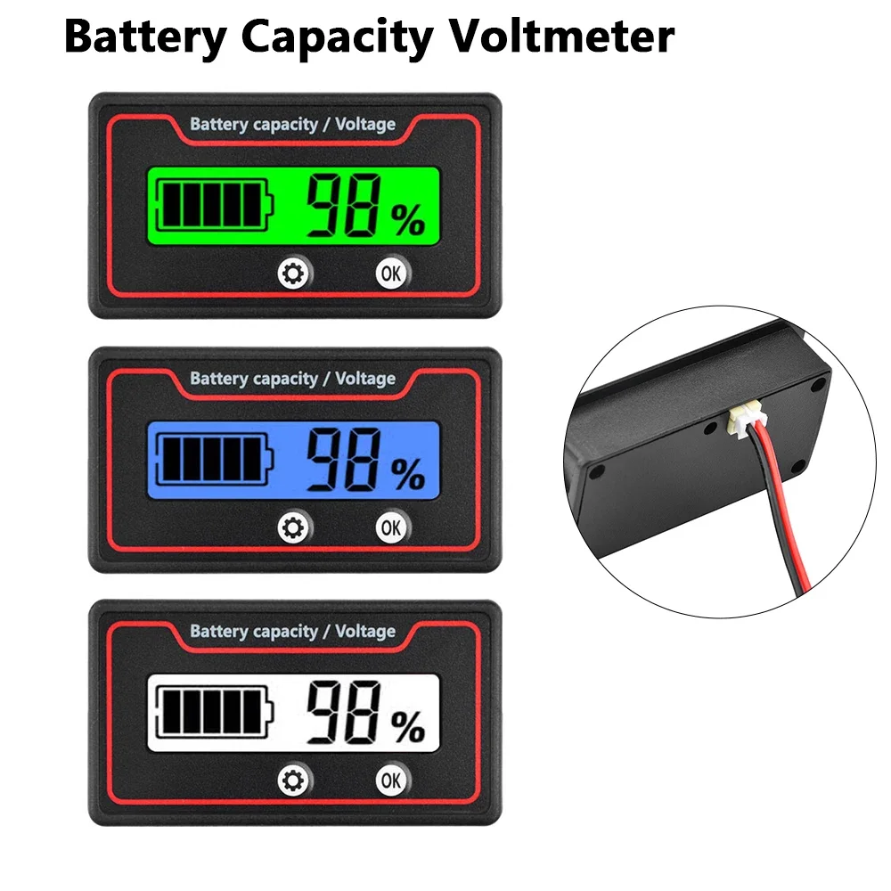 9-120V Battery Level Indicator Lead Acid Lithium LiFePO4 Battery Voltage Meter Custom Parameter For 12V-72V Battery Monitor