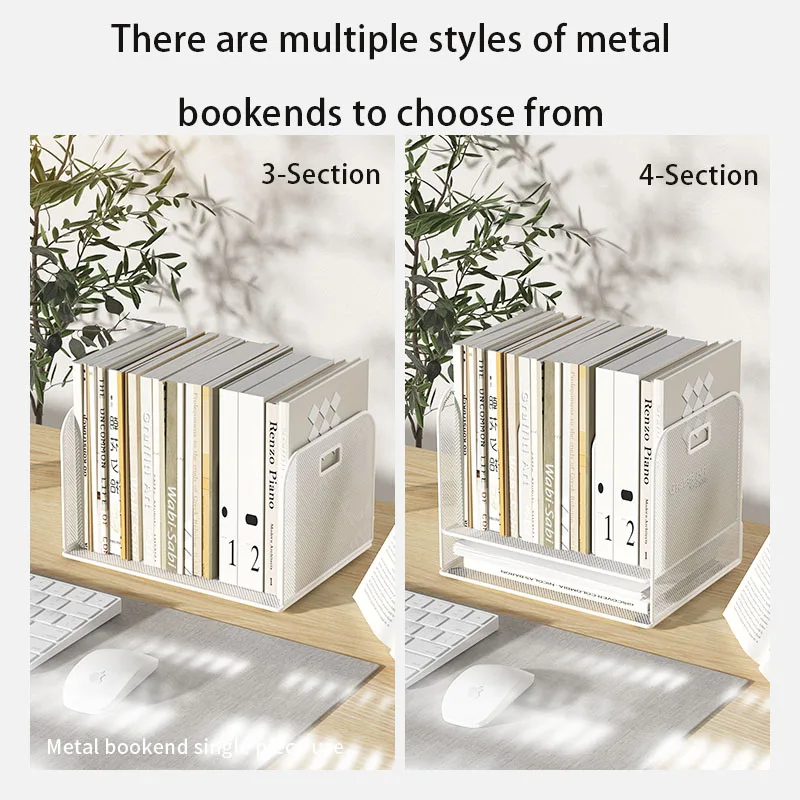 3 or 4 Compartments 2-Tier Metal Mesh Desk Book Organizer Bookend File Tray Holder for Student Desk Classroom Home Office Dorm
