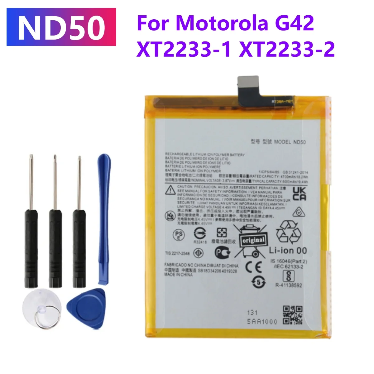 ND50 5000mAh Battery For Motorola  G31 XT2173 G42 G62 5G XT2223-3 XT2223-2 XT2223-1  Mobile Phone Battery + Free Tools