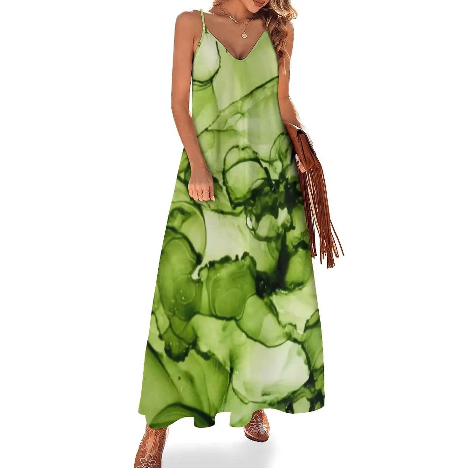 

Layers of ink - Green Sleeveless Dress Dress woman women's fashion dresses