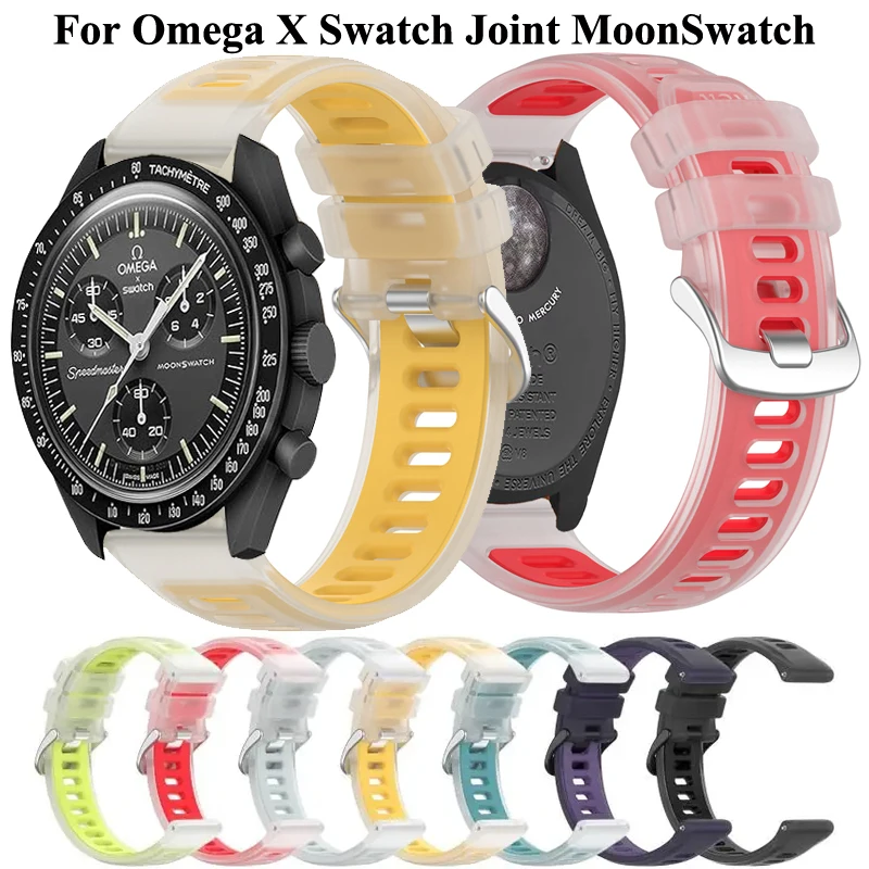 هلام سيليكون الفرقة ل أوميغا X سواتش المشتركة MoonSwatch 20 مللي متر حزام رياضي شفاف ل MoonSwatch سوار كوريا معصمه