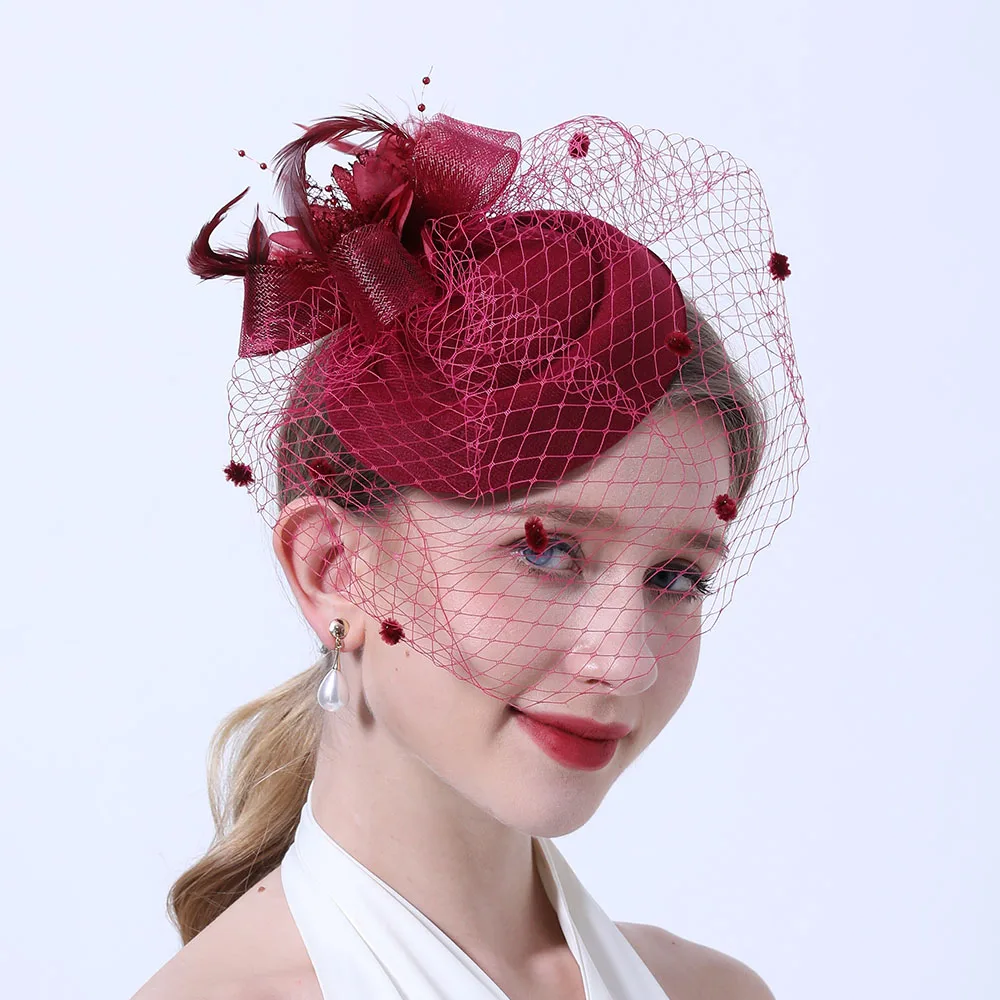 Fascinators Hats 20s 50s hat pillbox hat cocktail tea party headpiece with veil for girls and women