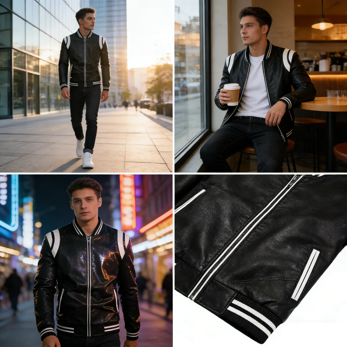 Autumn Winter Men\'s PU Leather Jackets Fashion Man Motorcycle Coats Male Patchwork Streetwear Zipper Leather Jackets Clothing