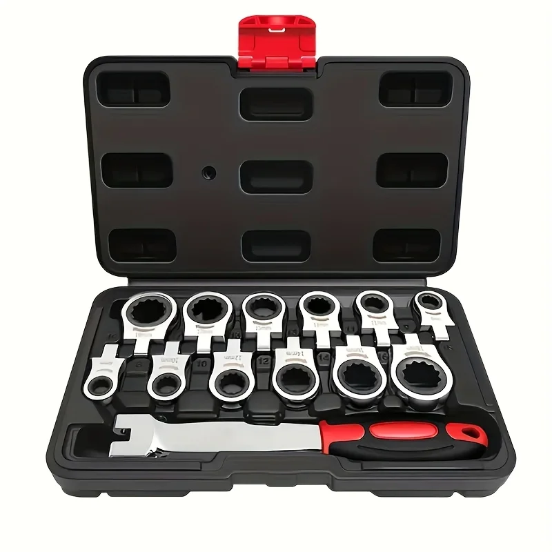 

Portable 8/13-piece Set Shaking Head Replaceable Ratchet Wrench Set, 180 ° rotating ratchet gear wrench for shaking wrench