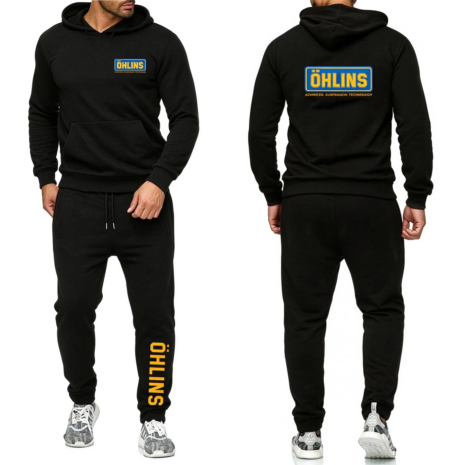 Ohlins Logo Print 2026 Popular Spring And Autumn New Men's Solid Color Long Sleeve Sports Hoodies + Sweatpants Suit Hoodies