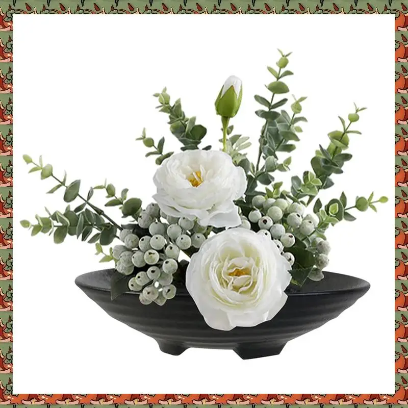 

ABLQ 2X Ikebana Vase Kit, Ikebana Bowl And Metal Flower Kenzan, With Needle Straightening Tool Black