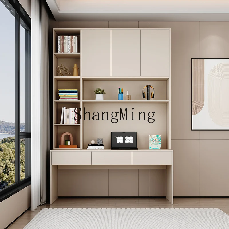 SM Modern Simple Household Bookshelf Integrated Writing Desk Bedroom Multifunctional Computer Desk