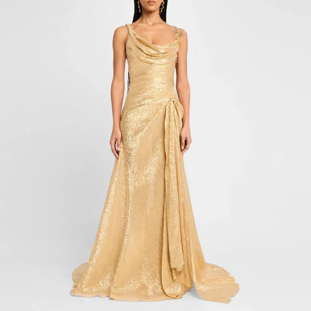 

Customized Crepet Long Evening Dresses 2025 Spaghetti Strap Mermaid Wedding Party Gown with Split Pleat Long Dress for Women