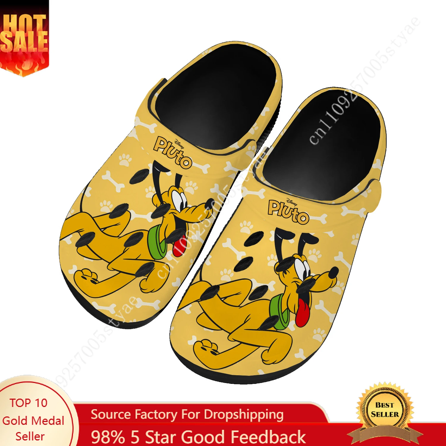 

Мужские и женские модные сабо Disney Pluto Dog Water Shoes высокого качества для дома и сада, индивидуальные сандалии, пляжные дышащие тапочки с отверстиями