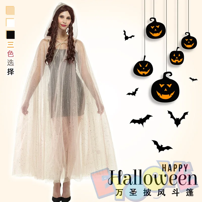 2022 Halloween Mờ Vô Hình Phối Lưới Dài Áo Khoác Mũi Đầm Bao Cosplay Carnival Trang Phục Hóa Trang Đạo Cụ Cho Người Phụ Nữ Bạn Gái