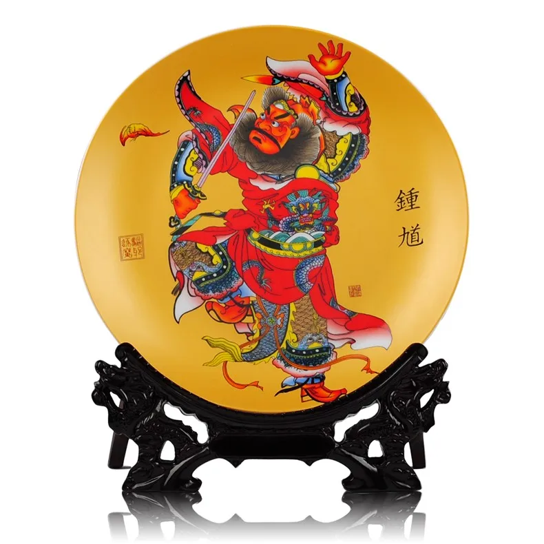 BEST business present office home house TOP talisman # zhong kui exorcise evil spirits FENG SHUI porcelain plate