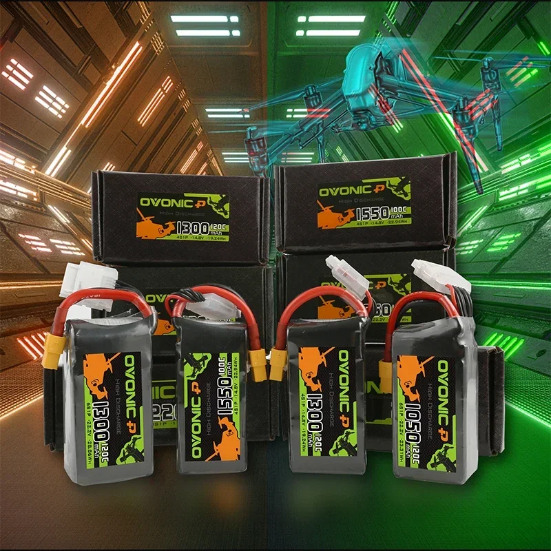 2PCS OVONIC 3S 4S 6S Lipo Battery 450 850mAh 1050mAh 1300mAh 1550mAh LiPo Battery Pack For FPV Helicopter Drone Boat Airplane