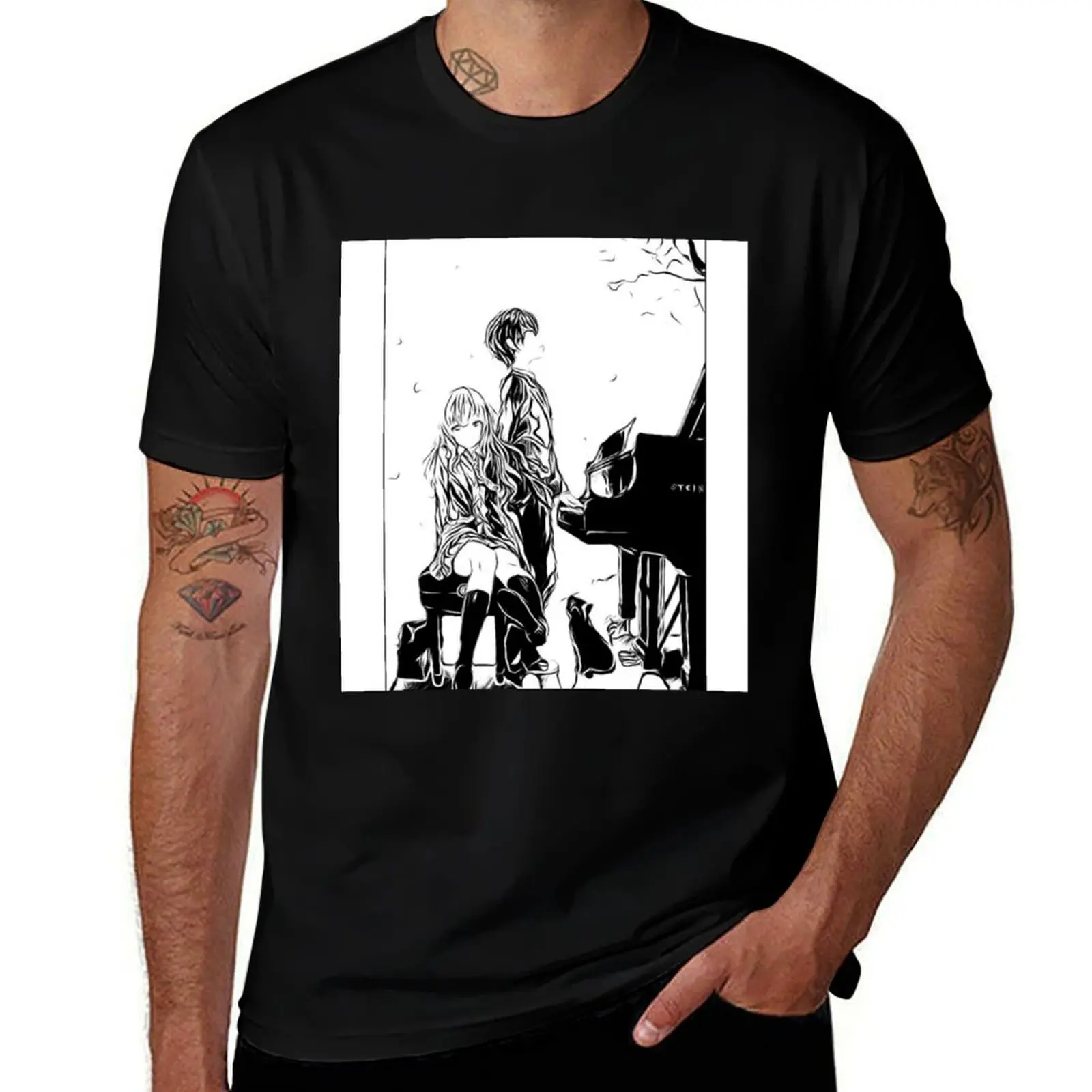 لا قمصان عالية وفي أبريل | Shigatsu Lie Kaori Kousei - تي شيرت ماركة Uso Kimi تي شيرت عالي الجودة فاخر للرجال (Mono) wa Your #1