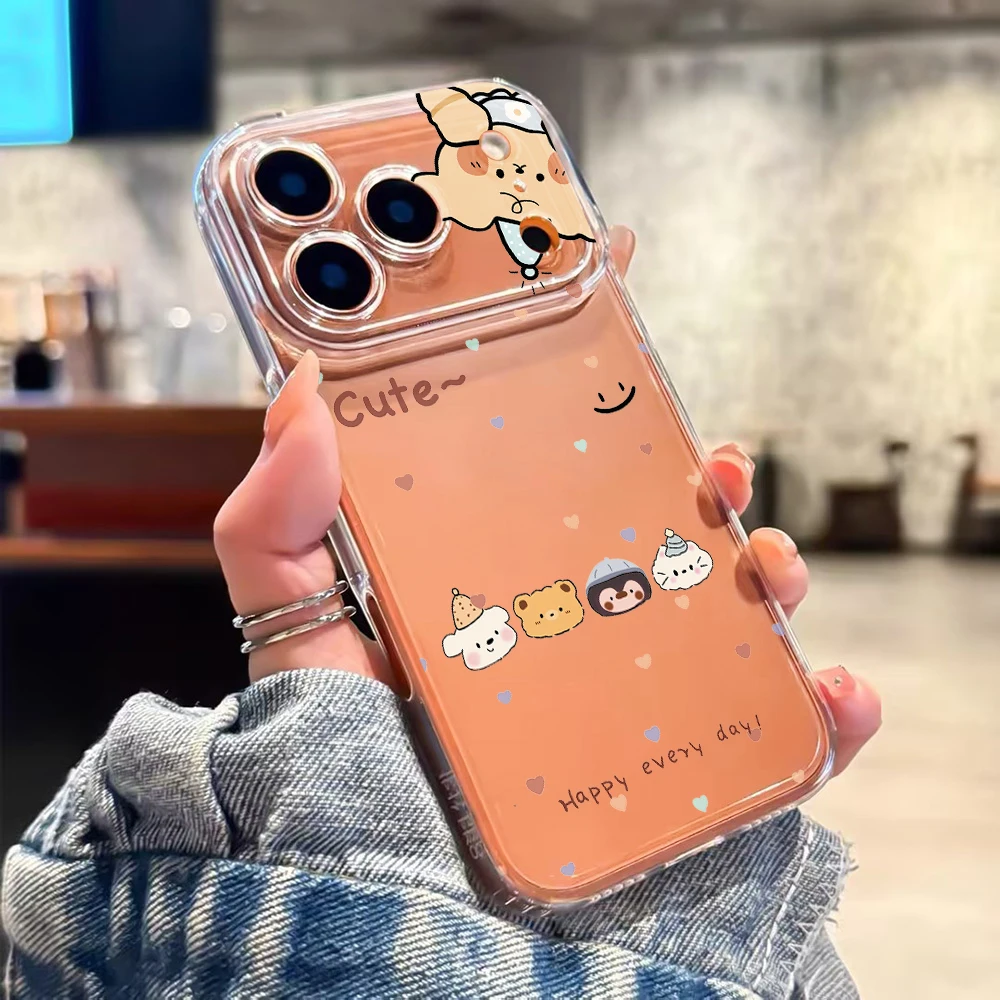 Teddy Bear Smiley Clear Phone Case For Xiaomi Redmi Note 14 Pro 13 12 Note 11 10 Pro + 13C 5G 4G Soft Shockproof TPU Cover view 3