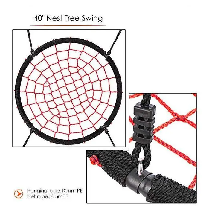 Adjustable PVC Kids' Home Indoor Outdoor Garden Hanging Tree Swing Set, Smooth Round Colorful Seat, Comfortable Strap