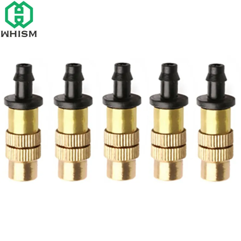 WHISM 5PCS Adjustable Brass Spray Sprinklers Nozzle Misting Systems Atomizing Sprinkle For Garden Lawn Watering Irrigation Tool