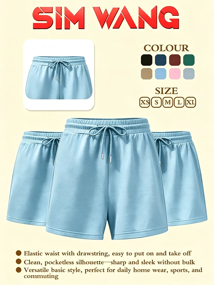 Summer new style casual sports multi-purpose light blue short loose-fitting leggings three-piece set
