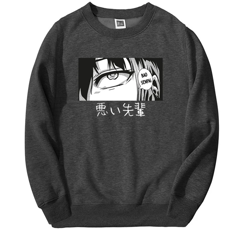 Hoodie Anime Jepang untuk pria, baju Luaran kasual bercetak grafis Manga, mata tajam, Hoodie Anime Jepang untuk pria