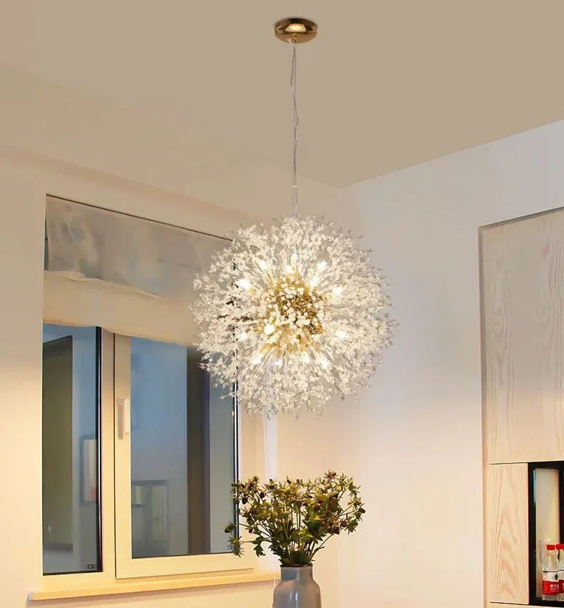Nordic crystal chandelier modern dandelion chandelier ceiling lamp living room bedroom dining room interior decorative lamp