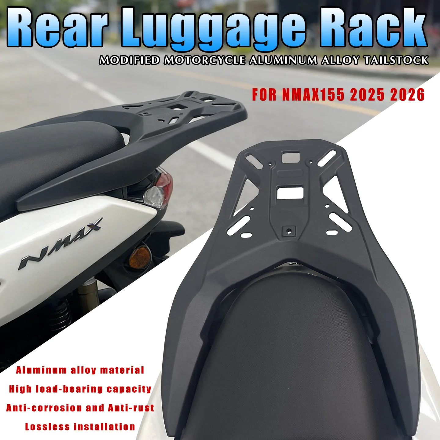 

Motorcycle Rear Luggage Rack Holder Shelf Bracket Aluminum Rear Carrier Cargo Holder For NMAX155 N MAX155 2025 2026
