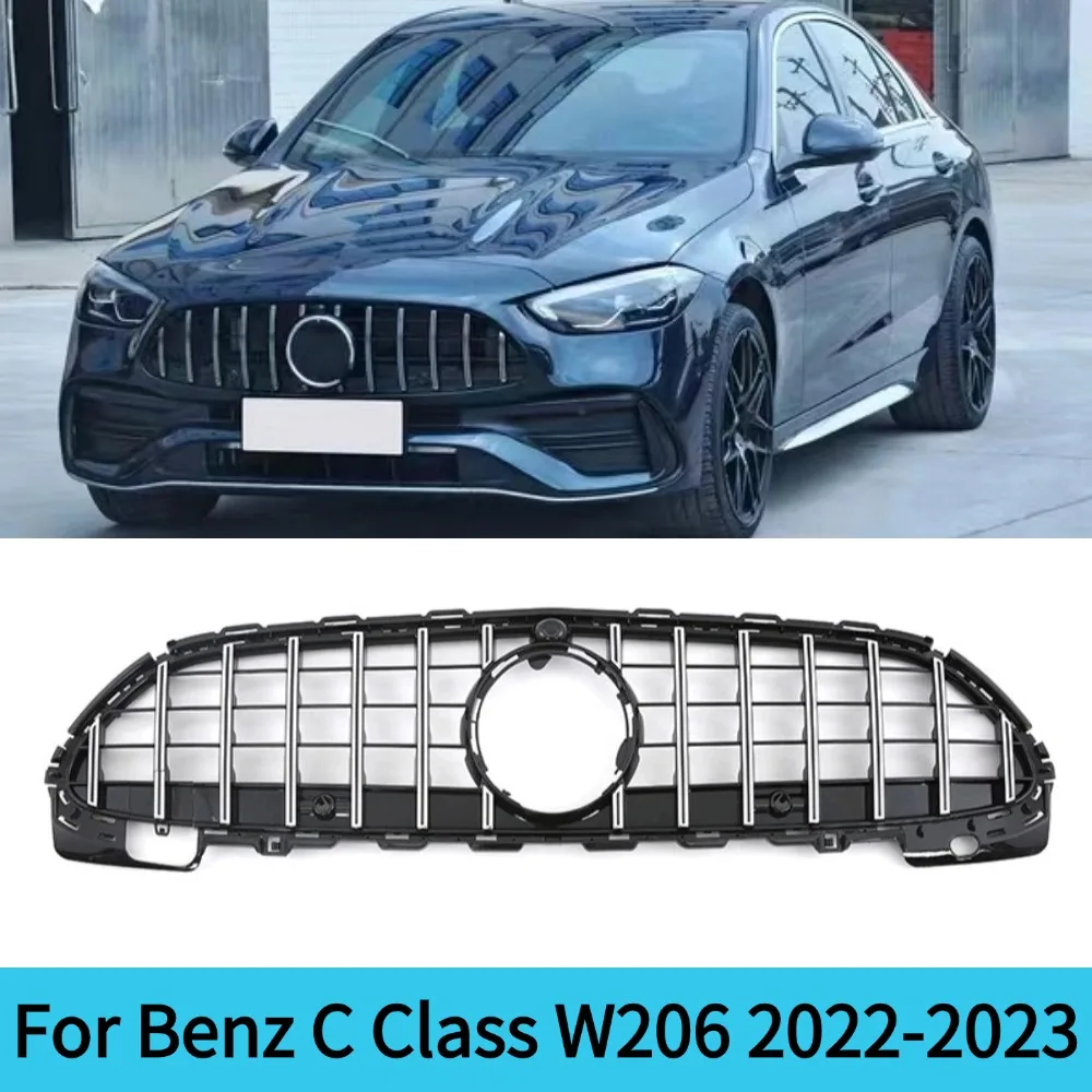 For Mercedes Benz C Class W206 2022-2023 Front Bumper Grille Radiator Grid Hood Mesh Auto Accessory Perfect Match