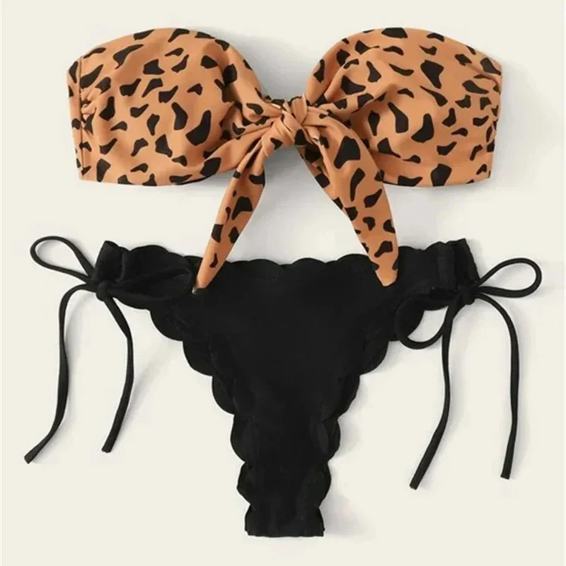 

Leopard Print Micro Bikini Swimwear Women Sexy Front Lace Up Drawstring Thong Bikini Set 2025 New Bathing Suit 2 Piece Beachwear