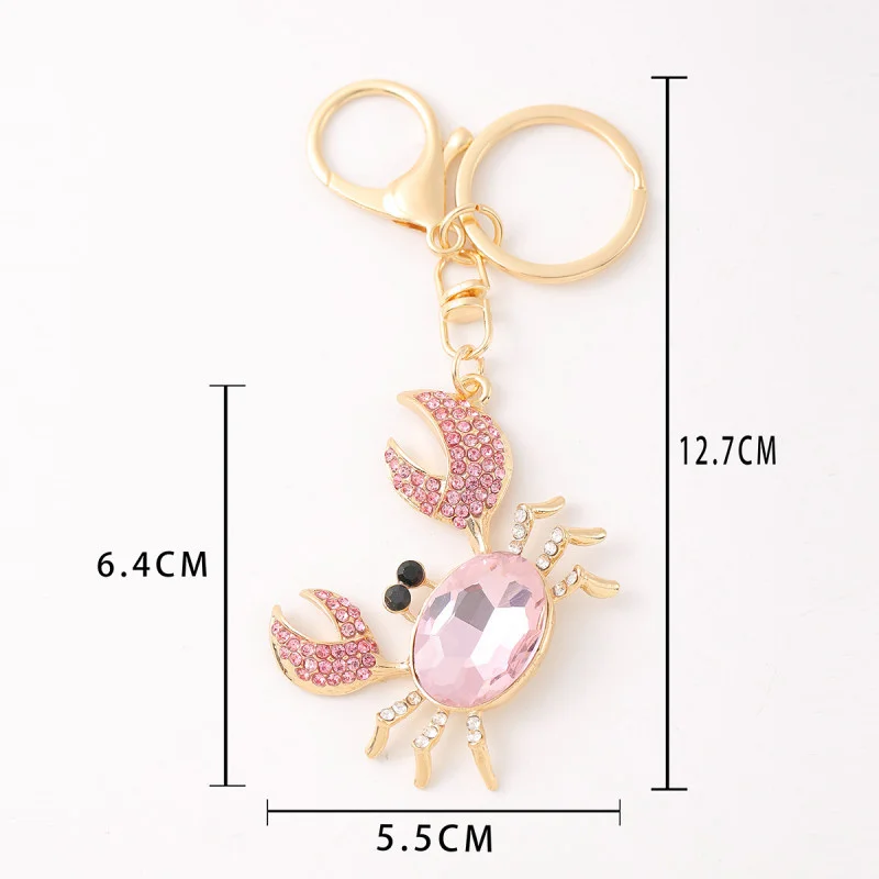 Cute Crab Charms Keychain for Women Men Gifts Jewelry Rhinestone Bag Decor Cartoon Animal Key Chain
