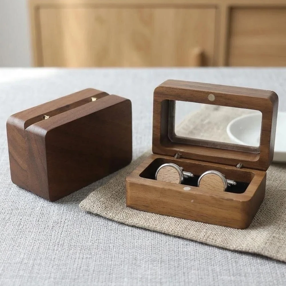 Exquisite Retro Cufflink Suit Box Couple Solid Wood Accessories Gift Box Shopping Mall Display Cabinet Jewelry Packaging Box
