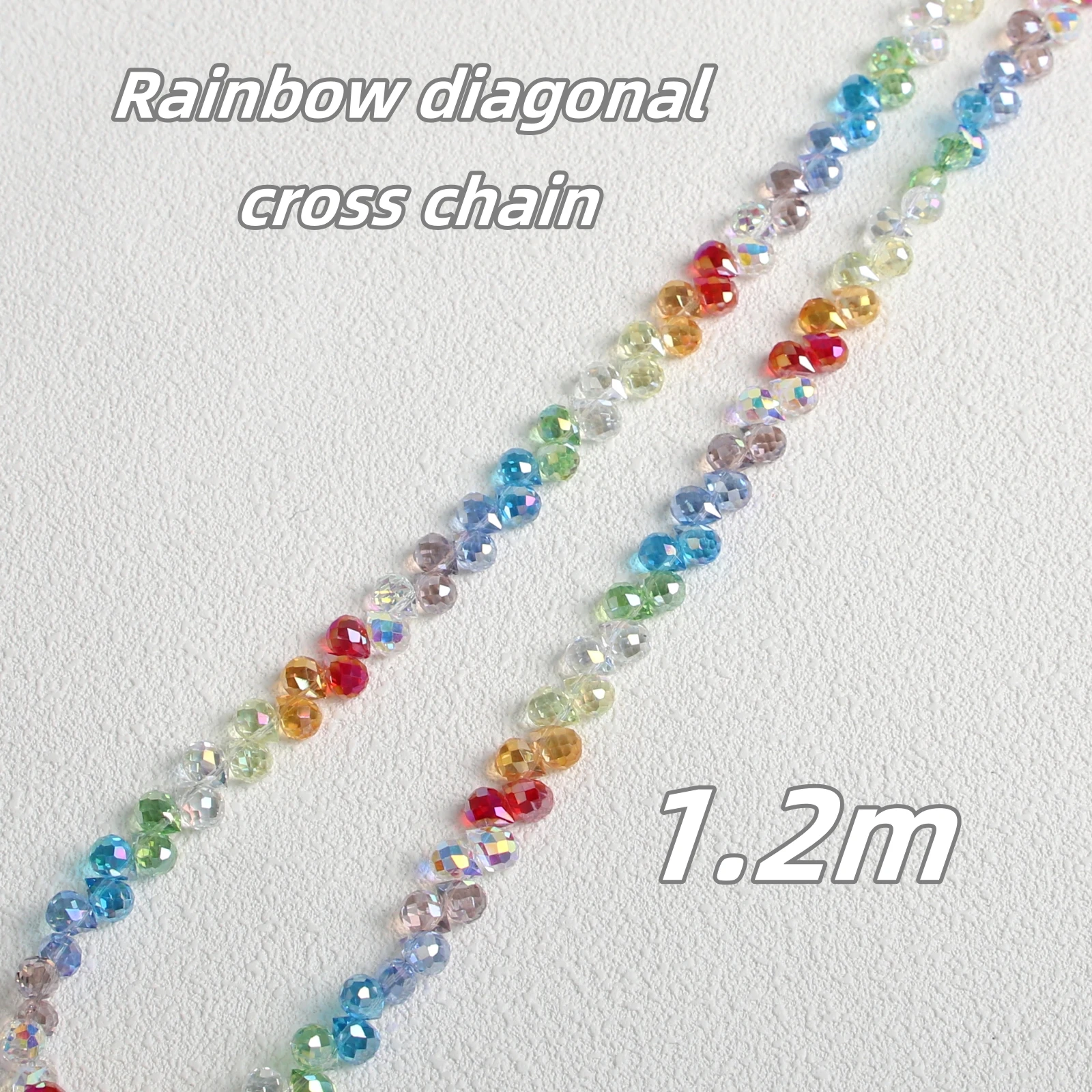 Rainbow color crystal phone long chain chain flashing shining eye phone accessories fashion hanging phone charm