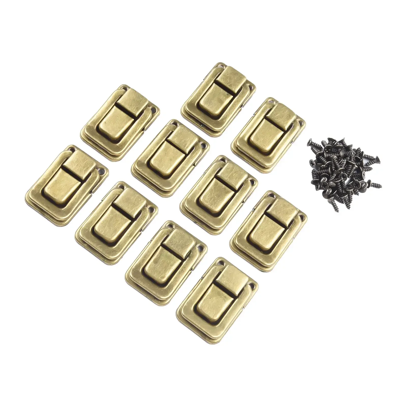 10PCS Antique Lock Metal Hasps Latch Jewelry Box Decorative Padlock Vintage Wooden Box Latch Buckle Cabinet Furniture Hardware