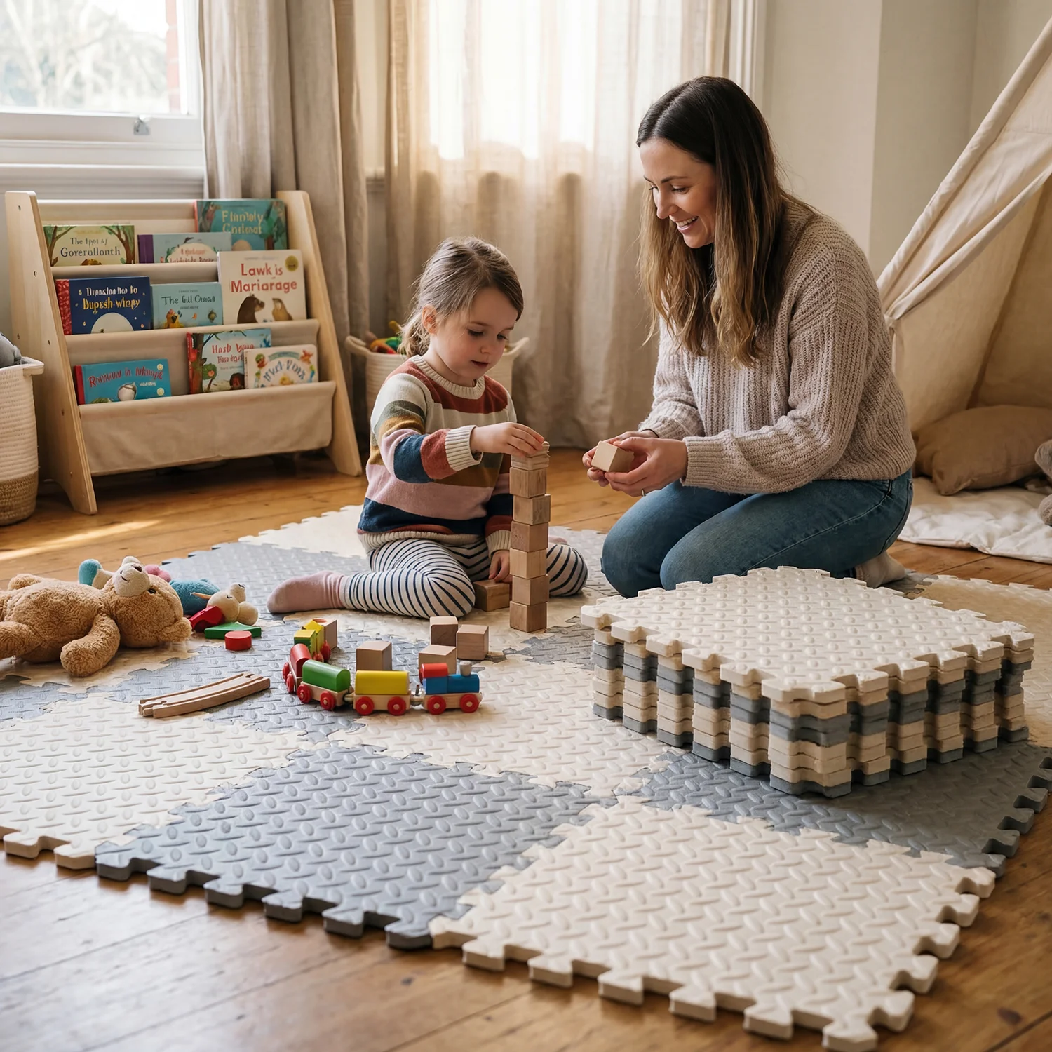แผ่นรองคลานเด็กขนาดใหญ่ 4 ชิ้น - Baby Nursery Music บทวิจารณ์และราคา