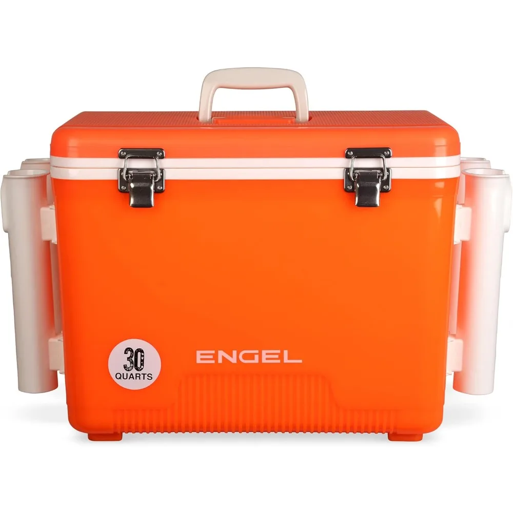 Engel UC30 30qt Leak-Proof, Air Tight, Fishing Drybox Cooler with Built-in Fishing Rod Holders