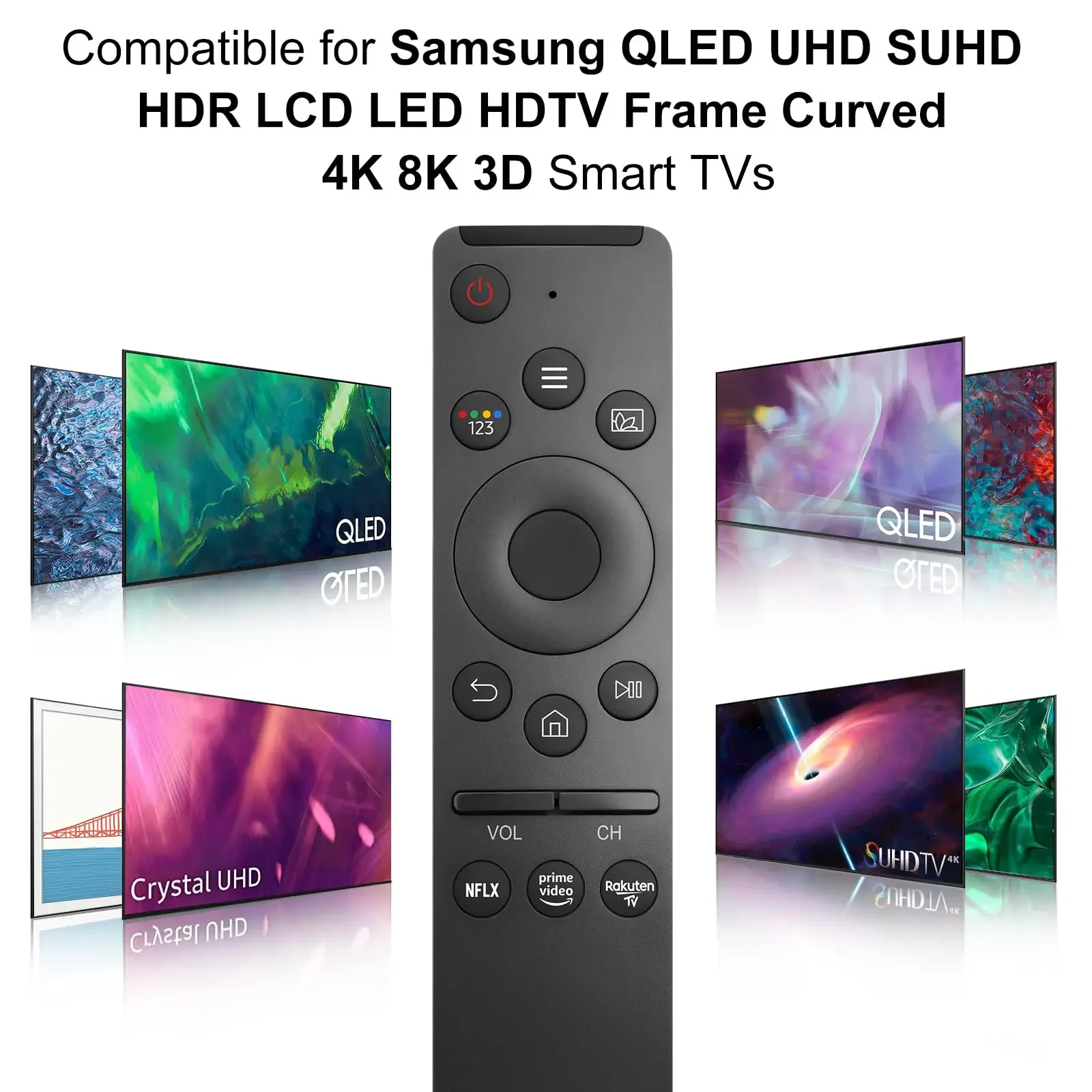 لأجهزة التلفاز الذكية سامسونج الأشعة تحت الحمراء للتحكم عن بعد العالمي LCD LED UHD QLED 4K 8K HDR مع زر تلفزيون Netflix Prime Video Rakuten