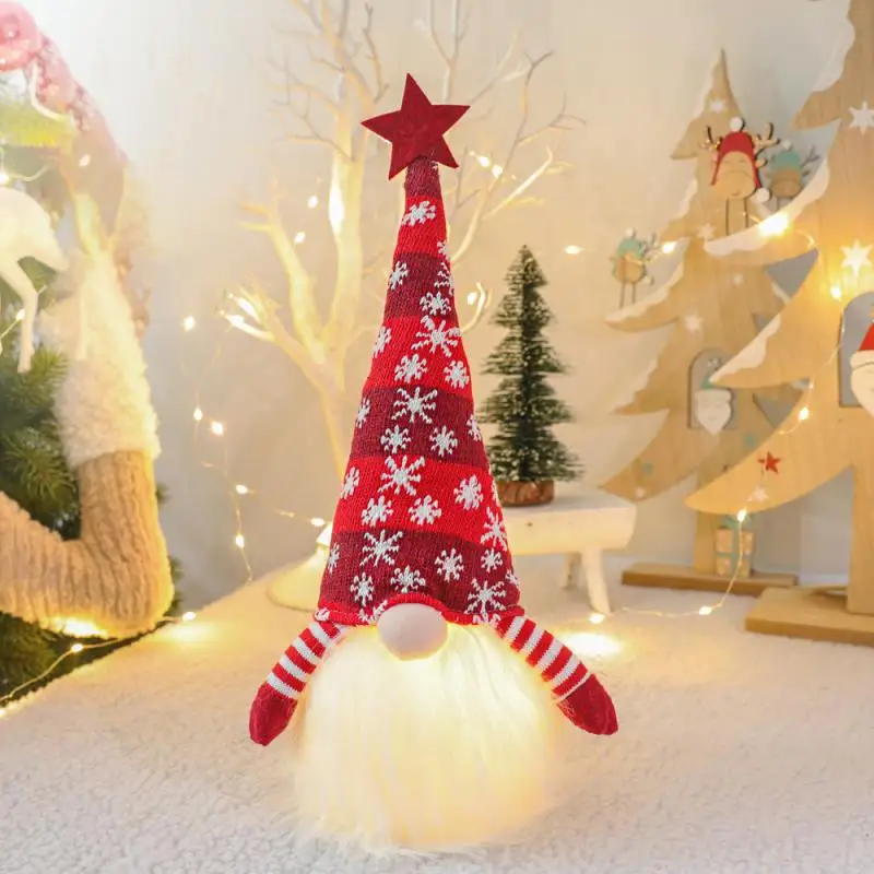 Poupée naine scintillante sans visage à LED, décoration de noël, décor nordique brillant, Gnome du vieil homme