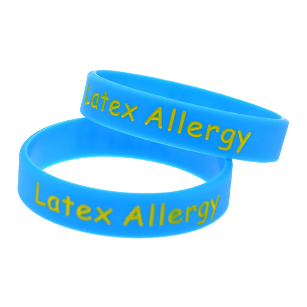 

50 Pcs Alert Latex Allergy Silicone Bracelet Kids Medical Bangle Unisex 5 Colors